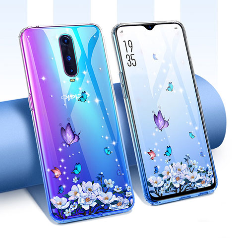 Coque Ultra Fine TPU Souple Housse Etui Transparente Fleurs T01 pour Oppo R17 Pro Bleu