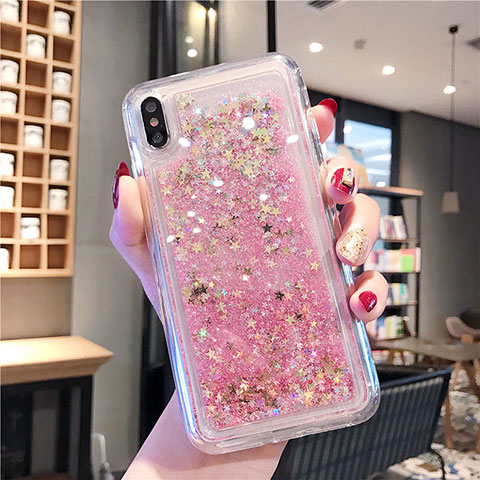 Coque Ultra Fine TPU Souple Housse Etui Transparente Fleurs T02 pour Apple iPhone X Or