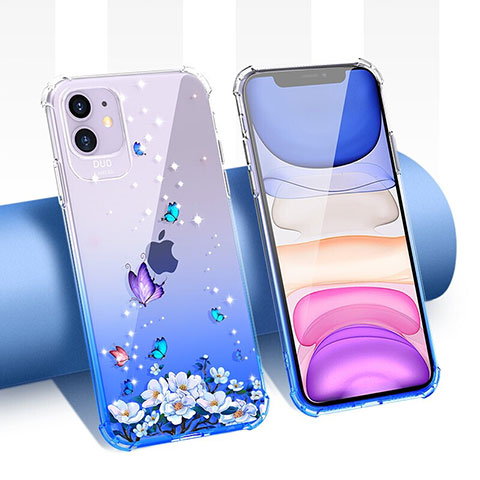 Coque Ultra Fine TPU Souple Housse Etui Transparente Fleurs T04 pour Apple iPhone 11 Violet