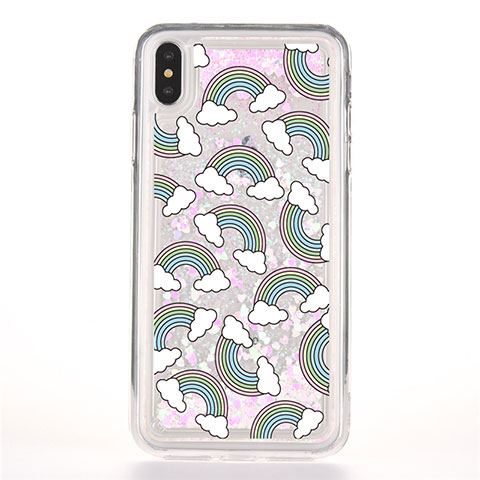 Coque Ultra Fine TPU Souple Housse Etui Transparente Fleurs T08 pour Apple iPhone X Gris