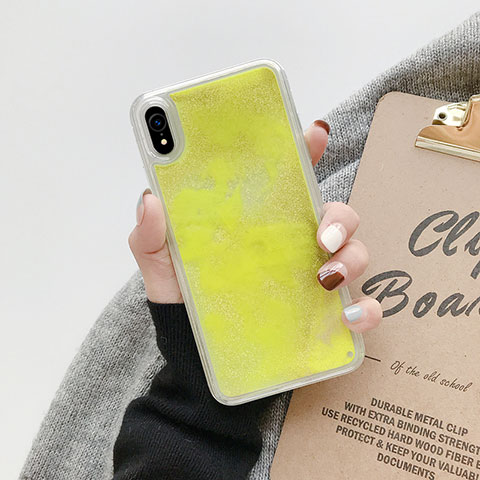 Coque Ultra Fine TPU Souple Housse Etui Transparente Fleurs T10 pour Apple iPhone XR Jaune