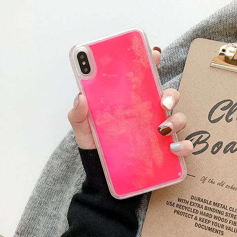 Coque Ultra Fine TPU Souple Housse Etui Transparente Fleurs T12 pour Apple iPhone Xs Max Rouge