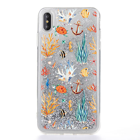 Coque Ultra Fine TPU Souple Housse Etui Transparente Fleurs T17 pour Apple iPhone X Blanc