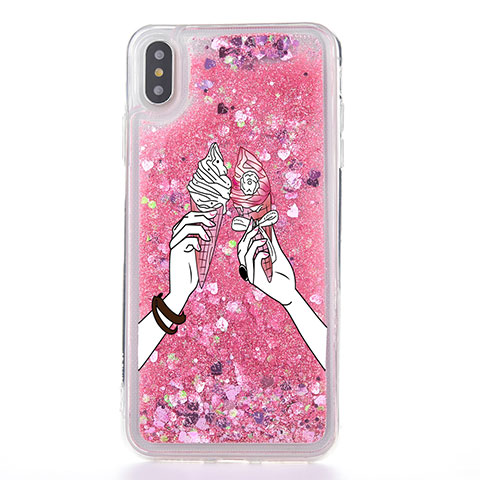 Coque Ultra Fine TPU Souple Housse Etui Transparente Fleurs T20 pour Apple iPhone X Rouge