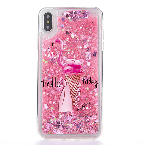 Coque Ultra Fine TPU Souple Housse Etui Transparente Fleurs T20 pour Apple iPhone Xs Max Rose Rouge