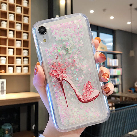 Coque Ultra Fine TPU Souple Housse Etui Transparente Fleurs T21 pour Apple iPhone XR Blanc