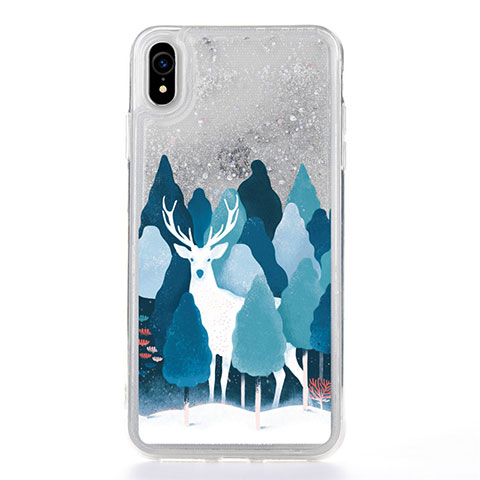 Coque Ultra Fine TPU Souple Housse Etui Transparente Fleurs T22 pour Apple iPhone XR Gris