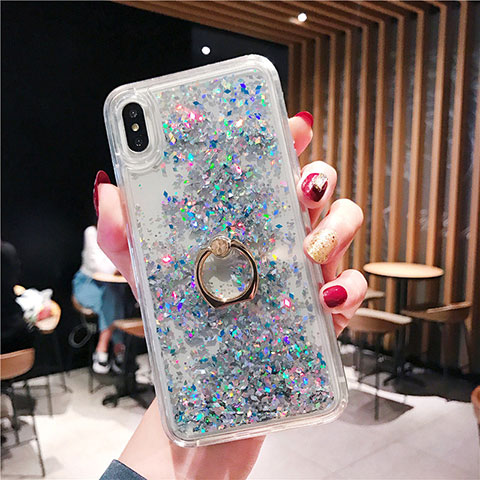 Coque Ultra Fine TPU Souple Housse Etui Transparente Fleurs T25 pour Apple iPhone X Bleu Ciel