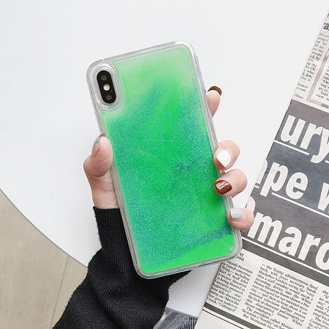 Coque Ultra Fine TPU Souple Housse Etui Transparente Fleurs Z03 pour Apple iPhone X Vert