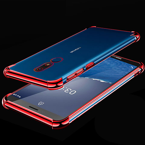 Coque Ultra Fine TPU Souple Housse Etui Transparente H01 pour Nokia C3 Rouge