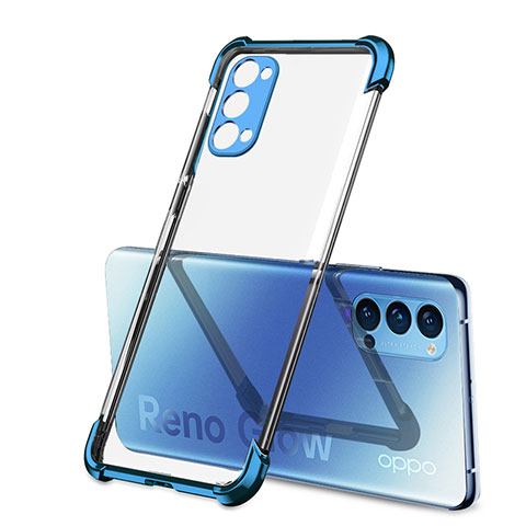 Coque Ultra Fine TPU Souple Housse Etui Transparente H01 pour Oppo Reno4 5G Bleu