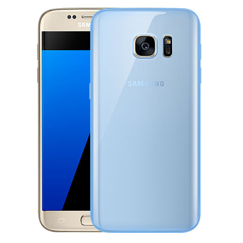 Coque Ultra Fine TPU Souple Housse Etui Transparente H01 pour Samsung Galaxy S7 G930F G930FD Bleu