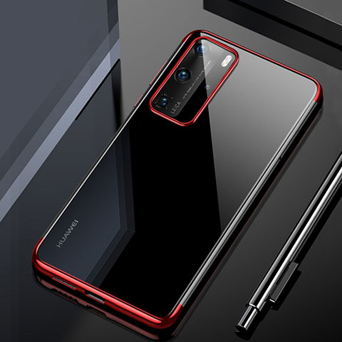 Coque Ultra Fine TPU Souple Housse Etui Transparente H02 pour Huawei P40 Pro Rouge