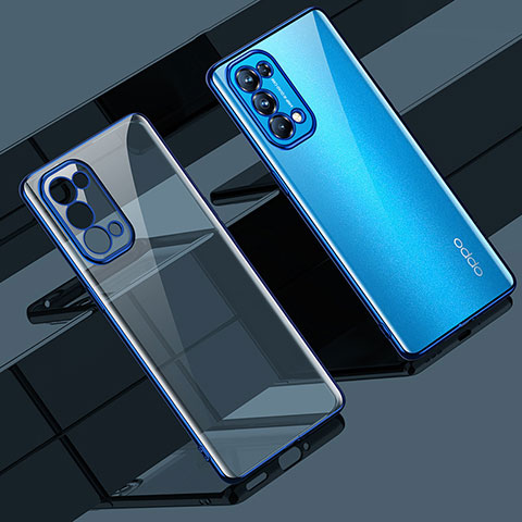 Coque Ultra Fine TPU Souple Housse Etui Transparente H02 pour Oppo Reno5 5G Bleu