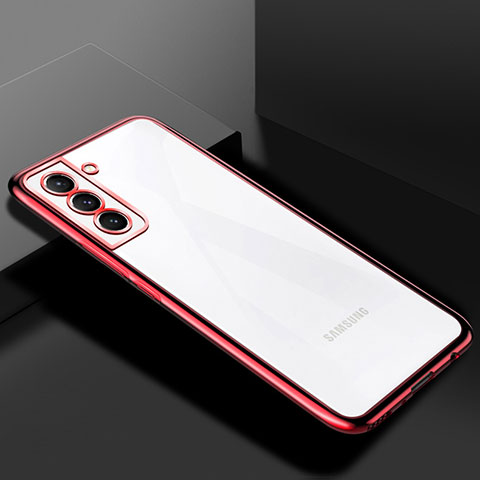 Coque Ultra Fine TPU Souple Housse Etui Transparente H02 pour Samsung Galaxy S21 5G Rouge