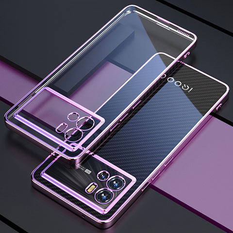 Coque Ultra Fine TPU Souple Housse Etui Transparente H02 pour Vivo iQOO 9 5G Violet