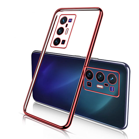 Coque Ultra Fine TPU Souple Housse Etui Transparente H02 pour Vivo X70 Pro+ Plus 5G Rouge