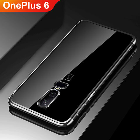 Coque Ultra Fine TPU Souple Housse Etui Transparente H03 pour OnePlus 6 Noir