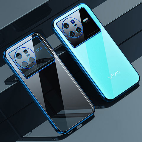 Coque Ultra Fine TPU Souple Housse Etui Transparente H04 pour Vivo X80 5G Bleu