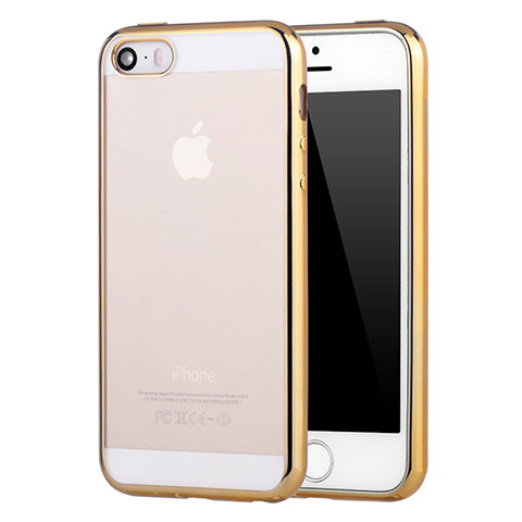 Coque Ultra Fine TPU Souple Housse Etui Transparente H05 pour Apple iPhone 5 Or