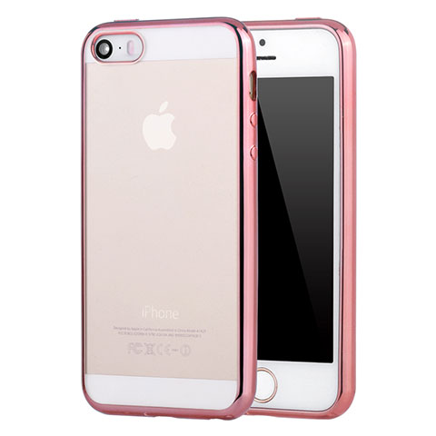 Coque Ultra Fine TPU Souple Housse Etui Transparente H05 pour Apple iPhone 5S Or Rose