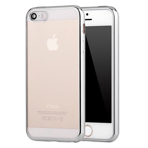 Coque Ultra Fine TPU Souple Housse Etui Transparente H05 pour Apple iPhone SE Argent