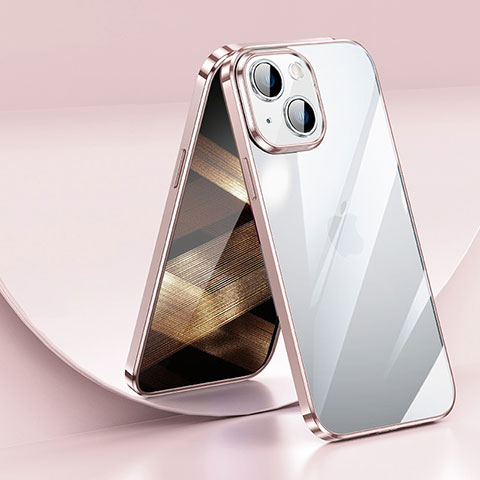 Coque Ultra Fine TPU Souple Housse Etui Transparente LD2 pour Apple iPhone 15 Or Rose