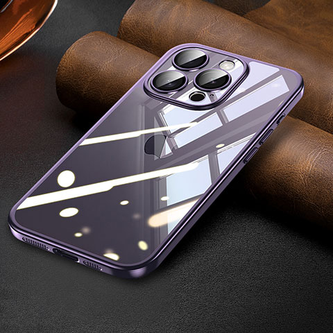 Coque Ultra Fine TPU Souple Housse Etui Transparente LD7 pour Apple iPhone 14 Pro Max Violet