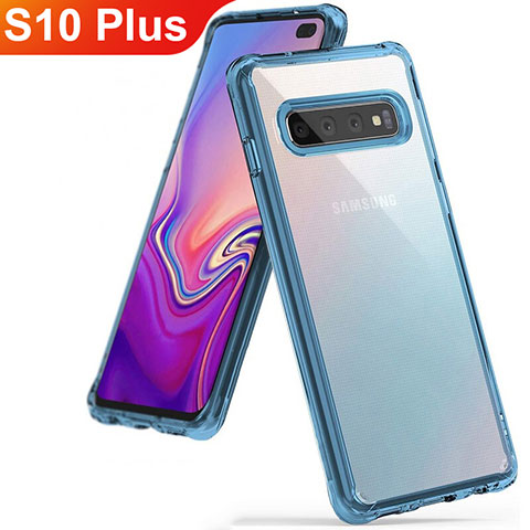 Coque Ultra Fine TPU Souple Housse Etui Transparente S01 pour Samsung Galaxy S10 Plus Bleu Ciel