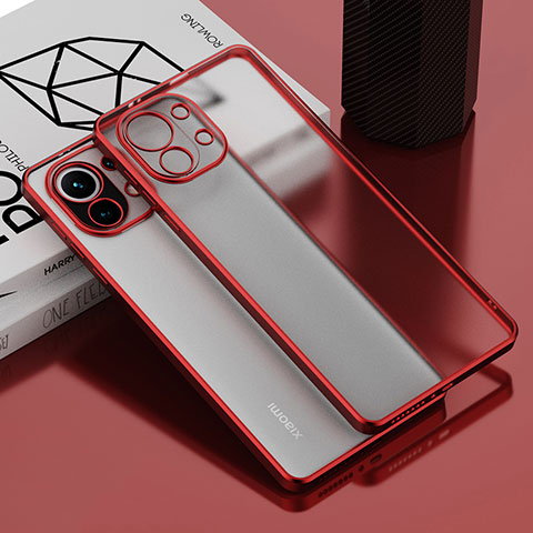 Coque Ultra Fine TPU Souple Housse Etui Transparente S01 pour Xiaomi Mi 11 Lite 5G NE Rouge
