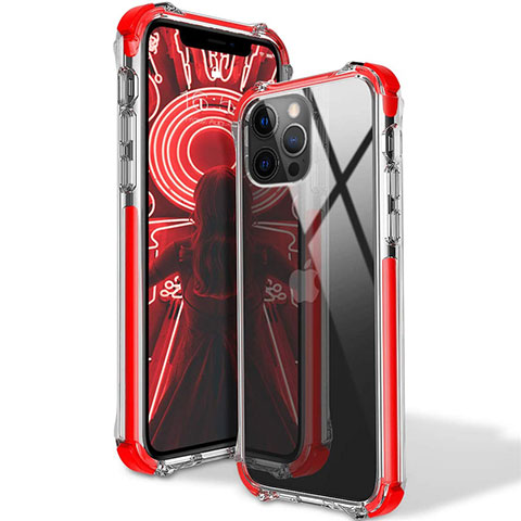 Coque Ultra Fine TPU Souple Housse Etui Transparente S02 pour Apple iPhone 12 Pro Rouge