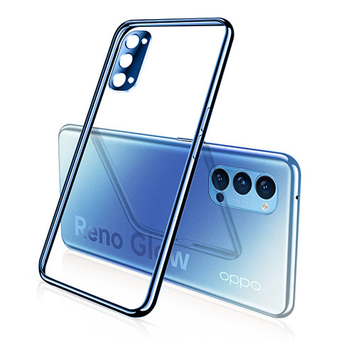 Coque Ultra Fine TPU Souple Housse Etui Transparente S02 pour Oppo Reno4 5G Bleu