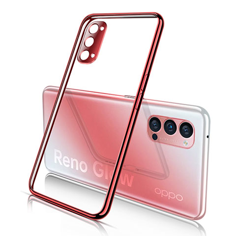 Coque Ultra Fine TPU Souple Housse Etui Transparente S02 pour Oppo Reno4 5G Rouge