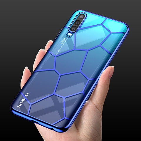 Coque Ultra Fine TPU Souple Housse Etui Transparente S04 pour Huawei P30 Bleu