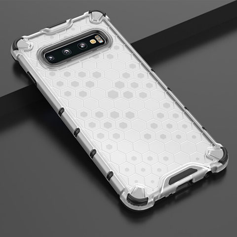 Coque Ultra Fine TPU Souple Housse Etui Transparente S05 pour Samsung Galaxy S10 Blanc