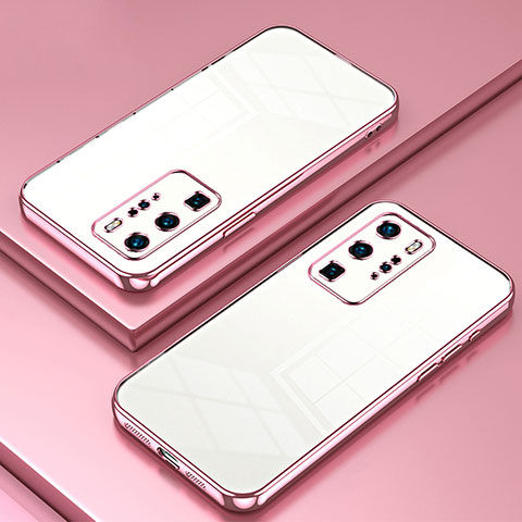 Coque Ultra Fine TPU Souple Housse Etui Transparente SY1 pour Huawei P40 Pro Or Rose