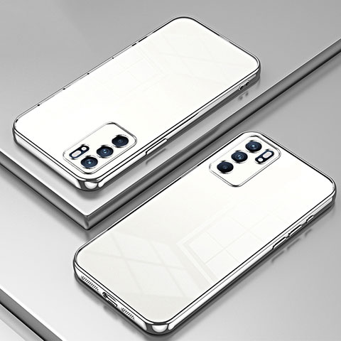 Coque Ultra Fine TPU Souple Housse Etui Transparente SY1 pour Oppo Reno6 5G Argent