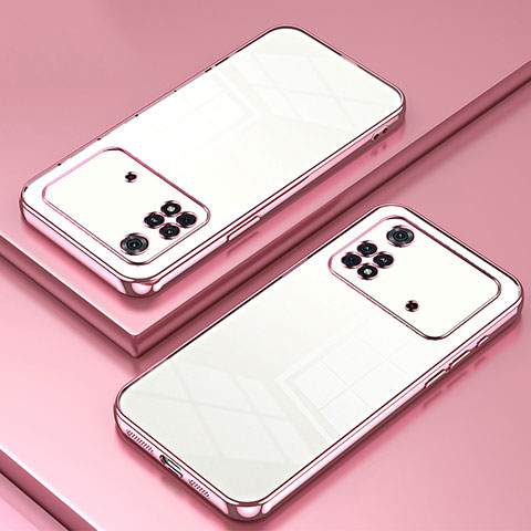 Coque Ultra Fine TPU Souple Housse Etui Transparente SY1 pour Xiaomi Poco M4 Pro 4G Or Rose