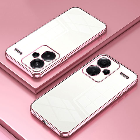 Coque Ultra Fine TPU Souple Housse Etui Transparente SY1 pour Xiaomi Redmi Note 13 Pro+ Plus 5G Or Rose