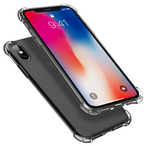 Coque Ultra Fine TPU Souple Housse Etui Transparente U01 pour Apple iPhone X Gris