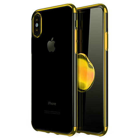 Coque Ultra Fine TPU Souple Housse Etui Transparente V02 pour Apple iPhone X Or