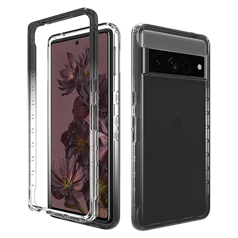 Coque Ultra Fine Transparente Souple Housse Etui 360 Degres Avant et Arriere Degrade JX1 pour Google Pixel 7 Pro 5G Noir