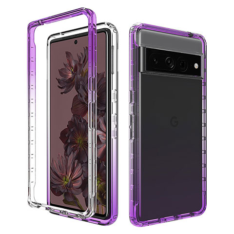 Coque Ultra Fine Transparente Souple Housse Etui 360 Degres Avant et Arriere Degrade JX1 pour Google Pixel 7 Pro 5G Violet