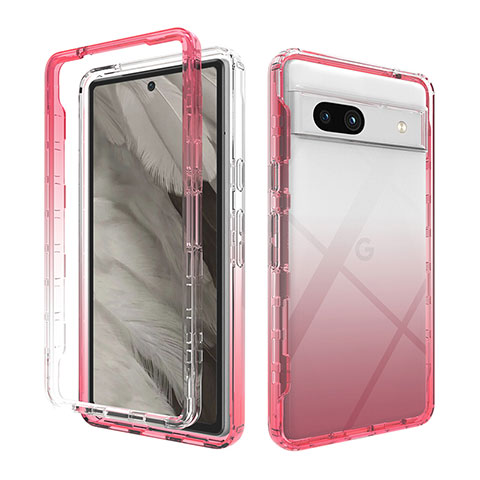 Coque Ultra Fine Transparente Souple Housse Etui 360 Degres Avant et Arriere Degrade JX1 pour Google Pixel 7a 5G Rouge