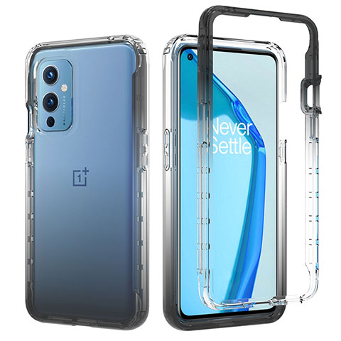 Coque Ultra Fine Transparente Souple Housse Etui 360 Degres Avant et Arriere Degrade JX1 pour OnePlus 9 5G Gris Fonce