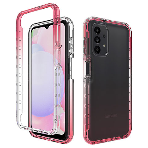 Coque Ultra Fine Transparente Souple Housse Etui 360 Degres Avant et Arriere Degrade JX1 pour Samsung Galaxy A13 4G Rouge