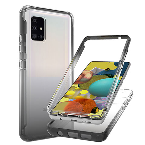 Coque Ultra Fine Transparente Souple Housse Etui 360 Degres Avant et Arriere Degrade JX1 pour Samsung Galaxy A51 5G Noir