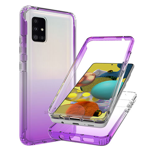 Coque Ultra Fine Transparente Souple Housse Etui 360 Degres Avant et Arriere Degrade JX1 pour Samsung Galaxy A51 5G Violet