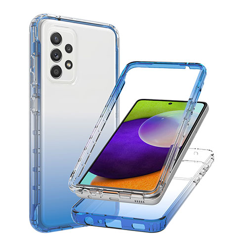 Coque Ultra Fine Transparente Souple Housse Etui 360 Degres Avant et Arriere Degrade JX1 pour Samsung Galaxy A52 5G Bleu