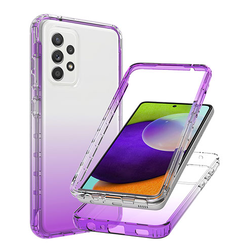 Coque Ultra Fine Transparente Souple Housse Etui 360 Degres Avant et Arriere Degrade JX1 pour Samsung Galaxy A52 5G Violet